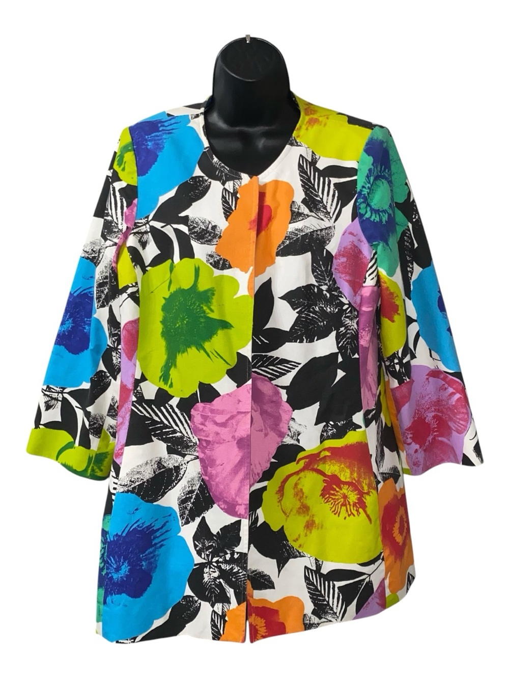 3 SISTERS Women's  Vintage Floral Blazer Jacket Bold Size Medium Mid Sleeve Y2K